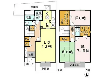 メゾネット弥生(3LDK/1階)の間取り写真