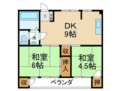 塚本マンション(2DK/2階)の間取り写真