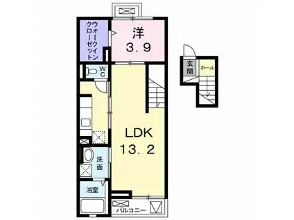 ワイツー・アパートメント(1LDK/4階)の間取り写真