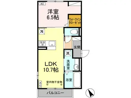 東田中PJV(1LDK/2階)の間取り写真