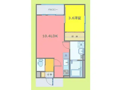 レガルバ久須志(1LDK/2階)の間取り写真