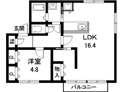 クレール本星崎(1LDK/2階)の間取り写真