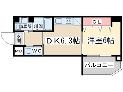 ICUBE新大阪東(1DK/6階)の間取り写真