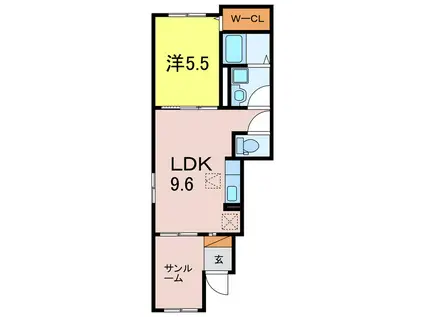 名鉄三河線 碧南駅 徒歩18分 2階建 築1年(1LDK/1階)の間取り写真