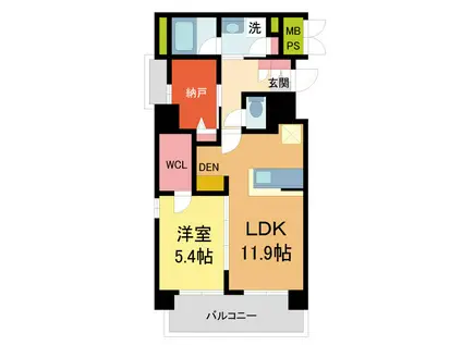 シャーメゾン川西中央(1SLDK/5階)の間取り写真