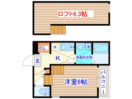 ARC-EN-CIEL(1K/2階)の間取り写真