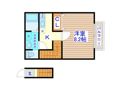 エムケミアI(1K/2階)の間取り写真