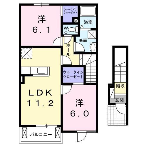 セリーヌ B(2LDK/2階)の間取り写真