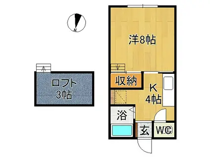 メゾンフォレー城東(1K/1階)の間取り写真