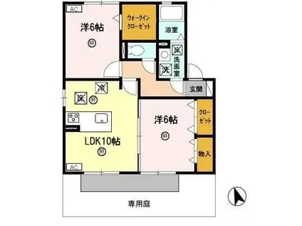 カーサロッソ(2LDK/1階)の間取り写真