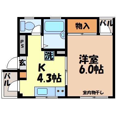 コーポ八幡(1K/3階)の間取り写真