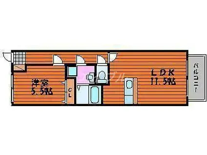 ライリヘル(1LDK/1階)の間取り写真