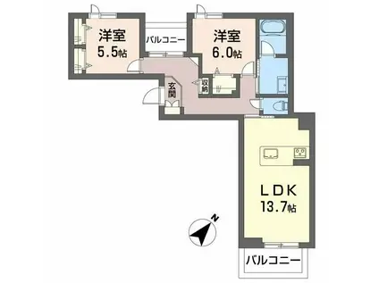 ベンガレンシス(2LDK/2階)の間取り写真