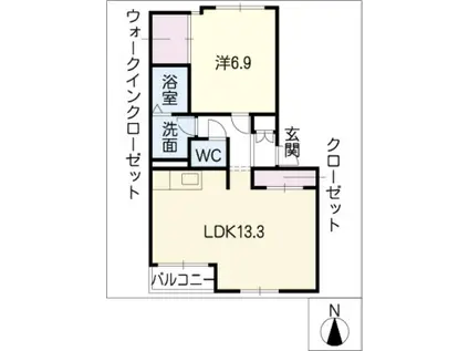 エトワール・ドゥ(1LDK/1階)の間取り写真