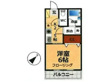 BLOSSAM・GARDEN B(1K/3階)の間取り写真