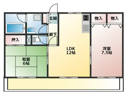 ぐらんしゅるS(2LDK/3階)の間取り写真