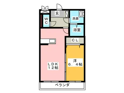 プラウドR(1LDK/1階)の間取り写真