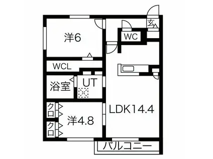 エスタシオン千歳(2LDK/3階)の間取り写真