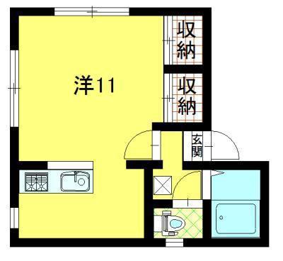 ブルージュ拾四番館(ワンルーム/2階)の間取り写真