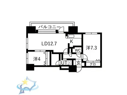 ラ・クラッセ札幌中島公園スクエア(2LDK/8階)の間取り写真