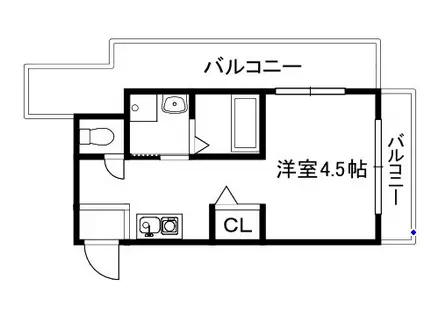 サンフェリシアン東福寺(ワンルーム/1階)の間取り写真