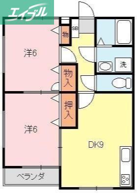 エステート石原 A(2LDK/2階)の間取り写真