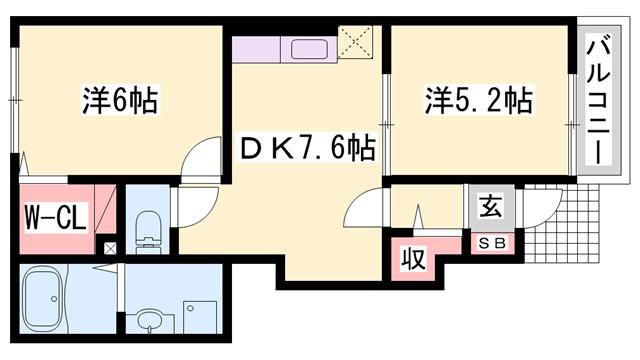 BELL SOLEIL II(2DK/1階)の間取り写真