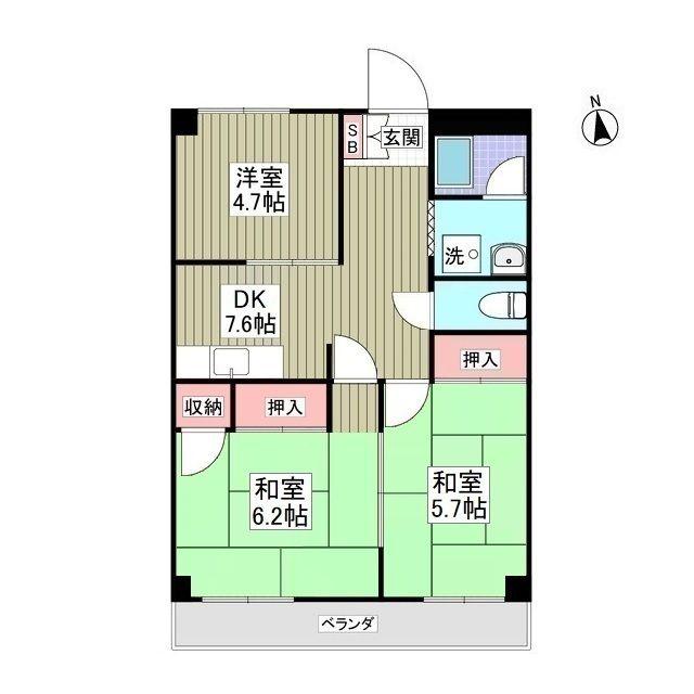 コーポサンライズモリ(3DK/2階)の間取り写真
