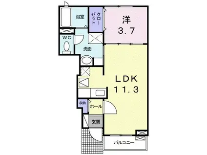 レゾネイト 高原(1LDK/1階)の間取り写真