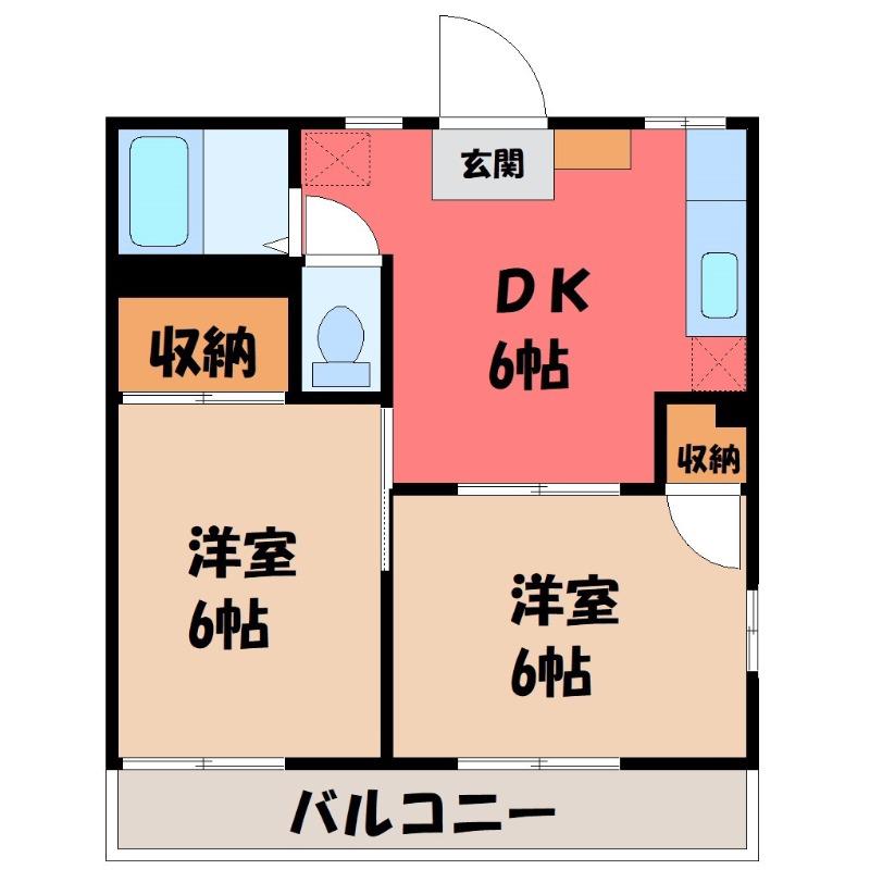 コーポラスゆたかA(2DK/1階)の間取り写真