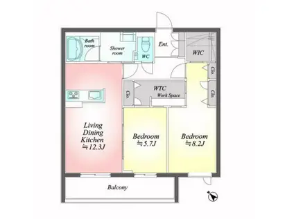 シャーメゾンステージ富田(2LDK/3階)の間取り写真