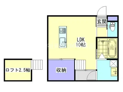 EVER FREE I(ワンルーム/1階)の間取り写真