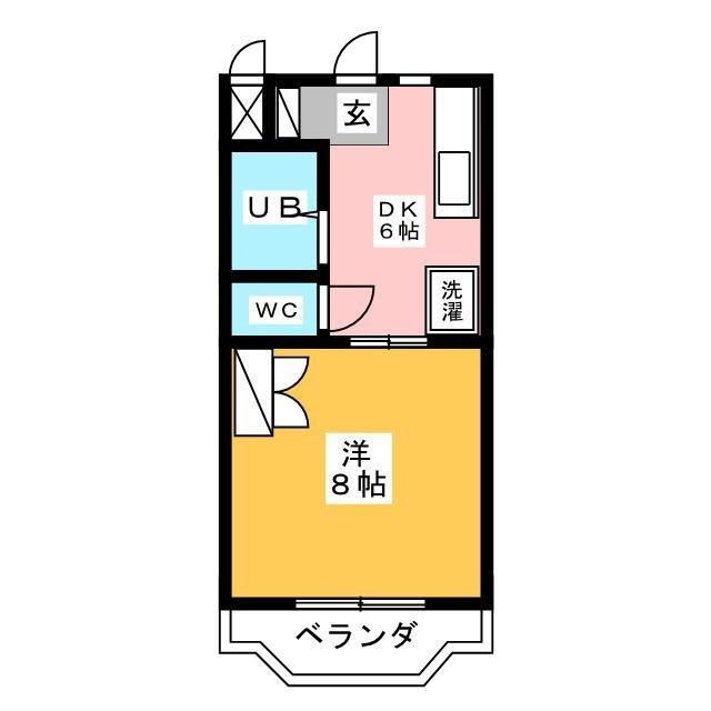 アメニティーベル(1DK/2階)の間取り写真