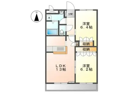 フォルティア横尾(2LDK/2階)の間取り写真