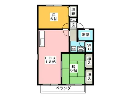 セジュールKONO C(2LDK/2階)の間取り写真