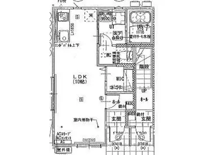 テゾーロ梨木C棟(ワンルーム/1階)の間取り写真
