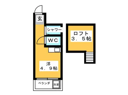 ローヤルパーク(ワンルーム/2階)の間取り写真