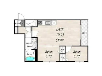 AVANTIO泉佐野(2LDK/2階)の間取り写真