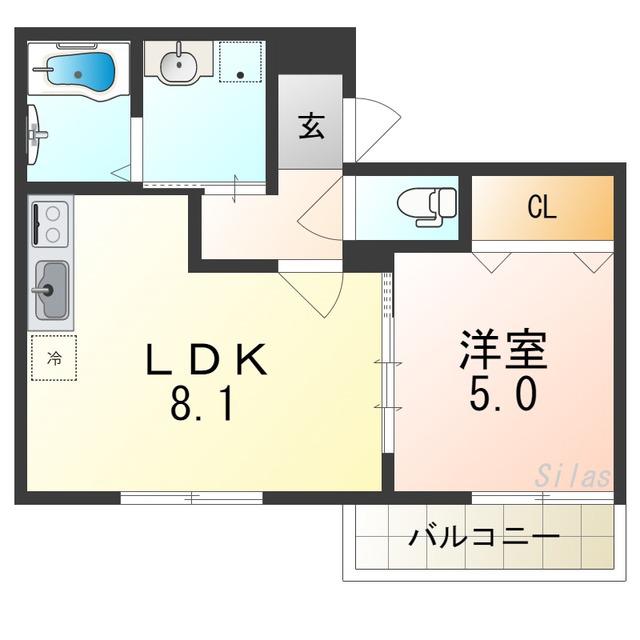 フジパレス諏訪ノ森I番館(1LDK/2階)の間取り写真
