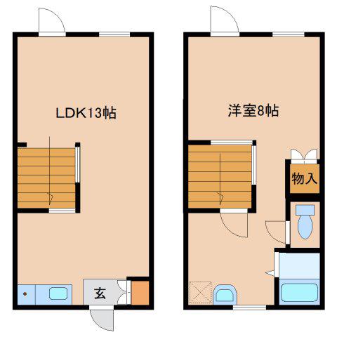 風の通る家(1LDK/1階)の間取り写真