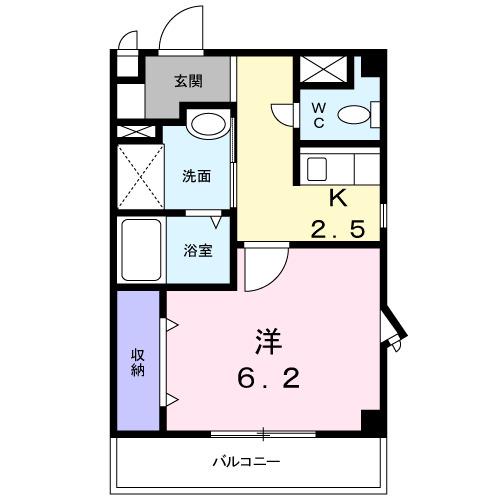 ファインヴィラ(1K/2階)の間取り写真