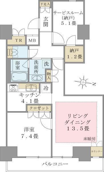 BRILLIA IST 東雲キャナルコート(1SLDK/10階)の間取り写真
