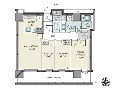 THE YOKOHAMA FRONT TOWER(3LDK/38階)の間取り写真