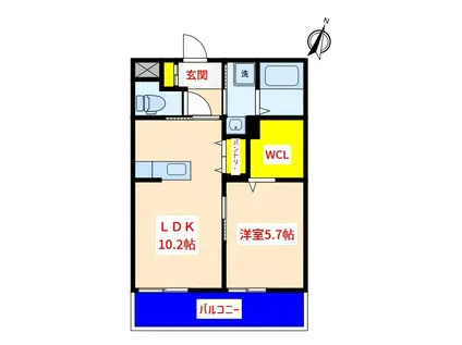 ISLAND国分中央(1LDK/3階)の間取り写真