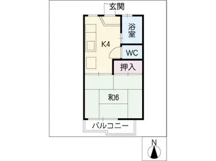 フォーブル山花(1K/2階)の間取り写真