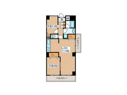 ガーネットヒルズ広瀬町(2LDK/8階)の間取り写真