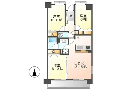 KDXレジデンス東別院(3LDK/10階)の間取り写真