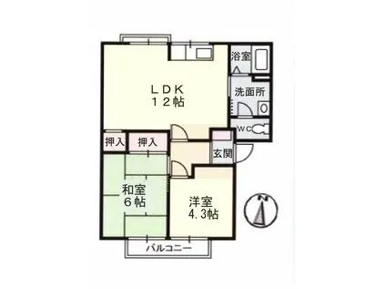 ハイツ乃木坂(2LDK/2階)の間取り写真