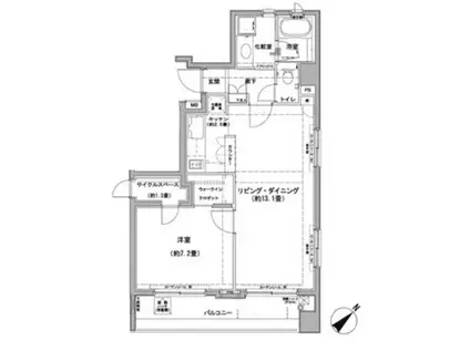 クレジデンス日本橋浜町(1LDK/3階)の間取り写真