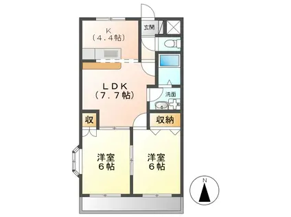 ヴィヴィエンダ壱番館(2LDK/2階)の間取り写真